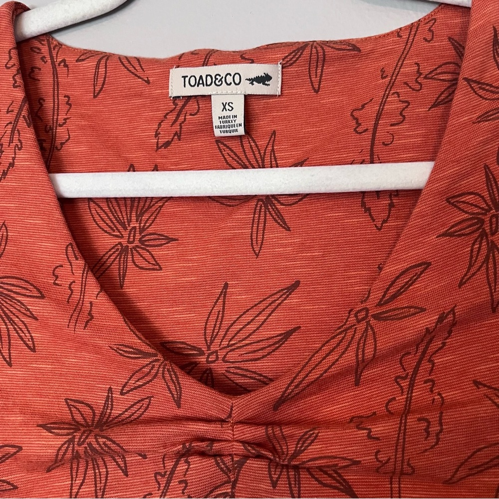 Toad & Co Rosemarie Organic Cotton A-Line Empire Waist Dress Orange Floral XS - Picture 6 of 9